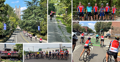 Ride Hard Breath Easy collage of people biking